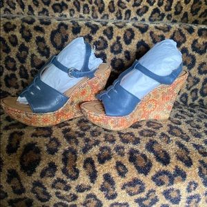 Born Blue Wedge Sandals